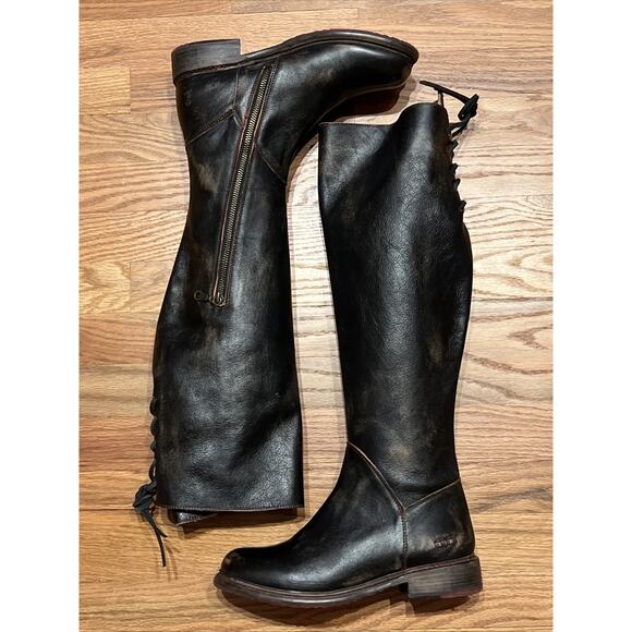 Bed Stu Black Womens Cobbler Series Heeled Tall Boots Leather Rustic 8 - Picture 8 of 15